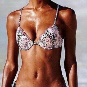 Victoria's Secret Paisley Fabulous Top‎ Padded Bra Bikini Top Womens Size 34A
